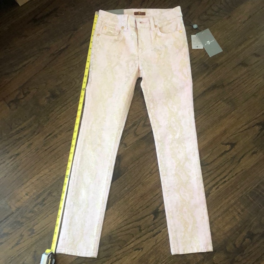 7 For All Mankind light pink and gold sparkly legging Jean